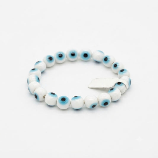 Evil Eye Protection Bracelet – Traditional Blue & White Beaded Amulet Bracelet for Positive Energy