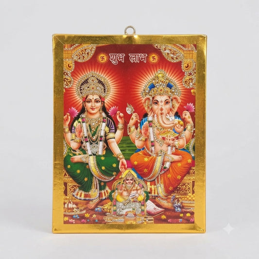 Shubh Labh Goddess Lakshmi & Lord Ganesha – Auspicious Wall Art for Home Mandir, Office & Diwali Puja