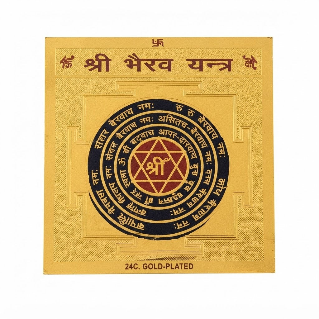 Shri Bhairav Yantra – Sacred Gold-Plated Lord Bhairav Yantra for Protection & Positive Energy