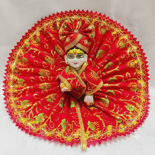 Phoolwari Designer Poshak Vrindhavan Red (Red) for Laddu Gopal