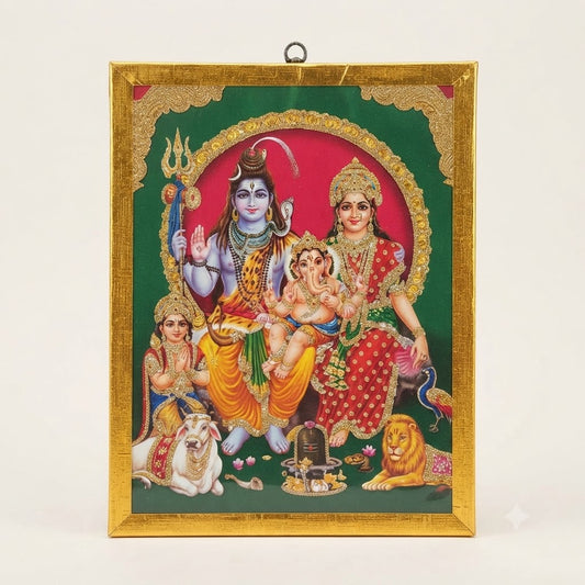 Shiv Parivar Wall Frame – Divine Lord Shiva Family Photo Frame for Home Temple