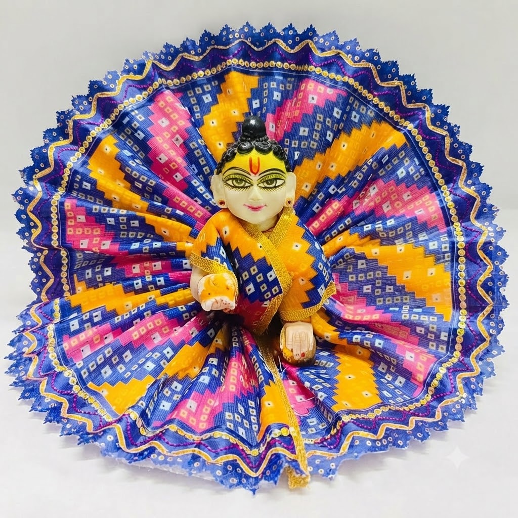Bandhani Utsav Poshak Peacock Blue for Laddu Gopal