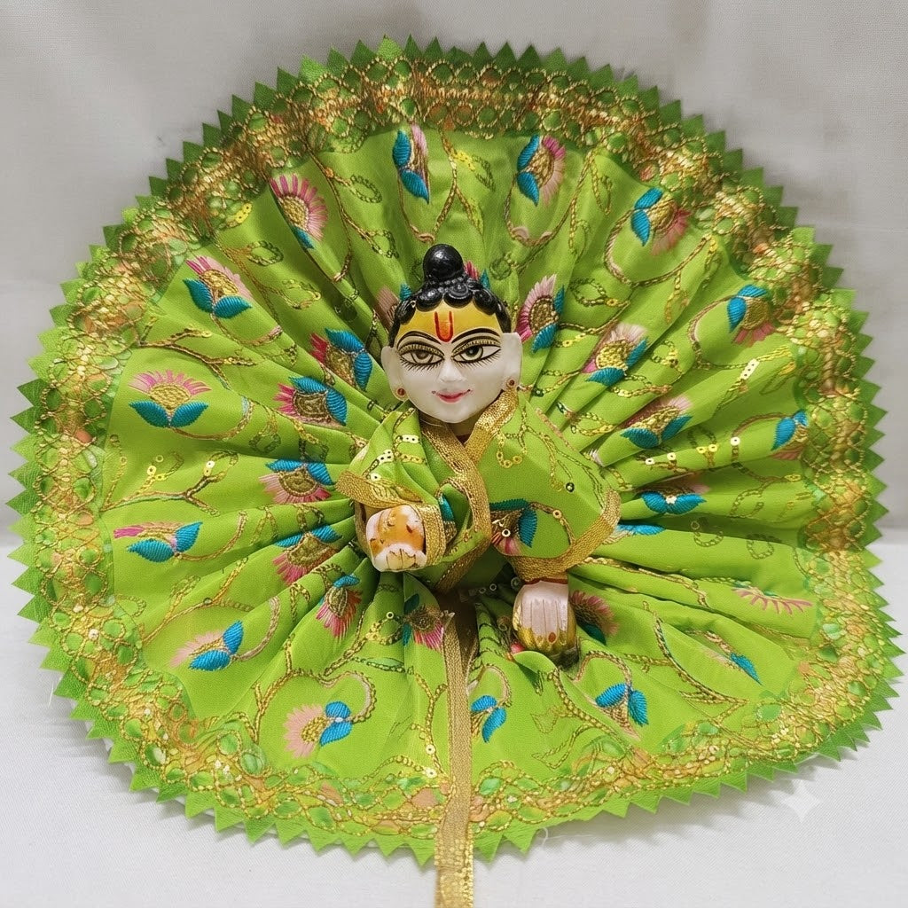 Phoolwari Designer Poshak Yamuna Green (Green) for Laddu Gopal