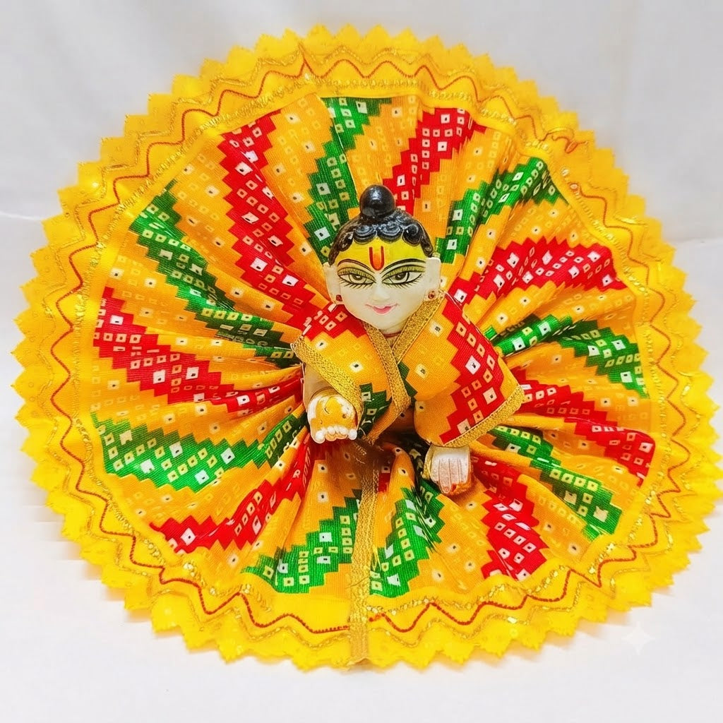 Bandhani Utsav Poshak Radha Yellow for Laddu Gopal