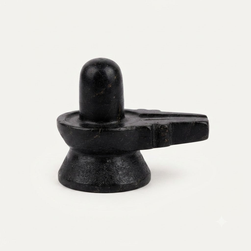 Large Black Stone Shivling – Traditional Big Shiv Lingam Idol for Home Temple & Puja