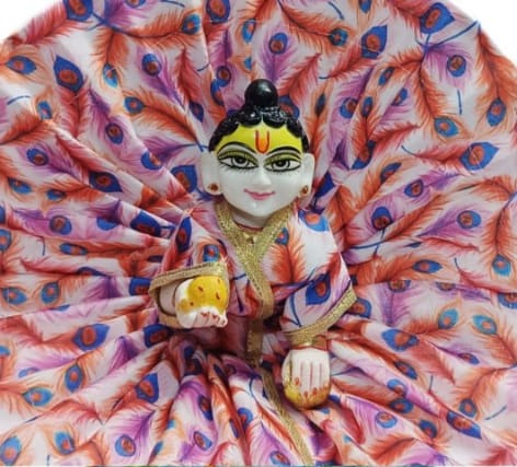 Radha Pink Peacock Feather Laddu Gopal Dress