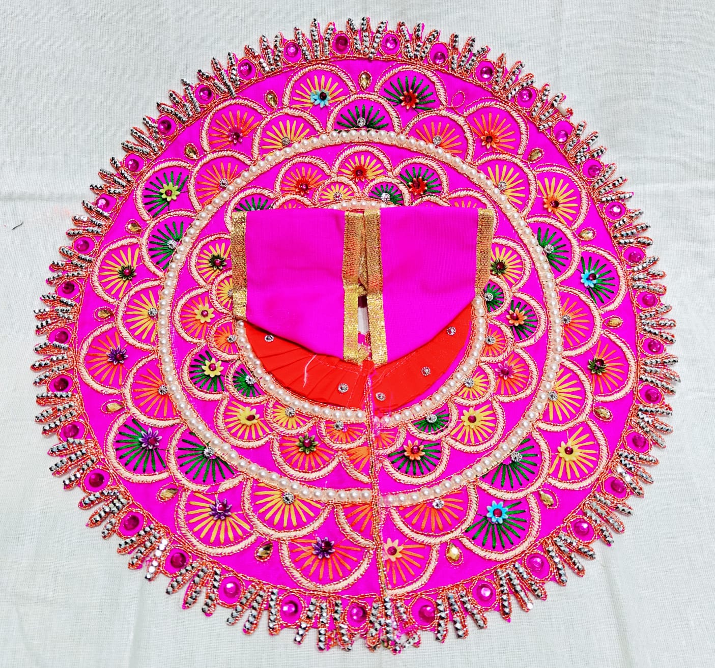 Radha Pink Pearl Mandala Shringar Poshak