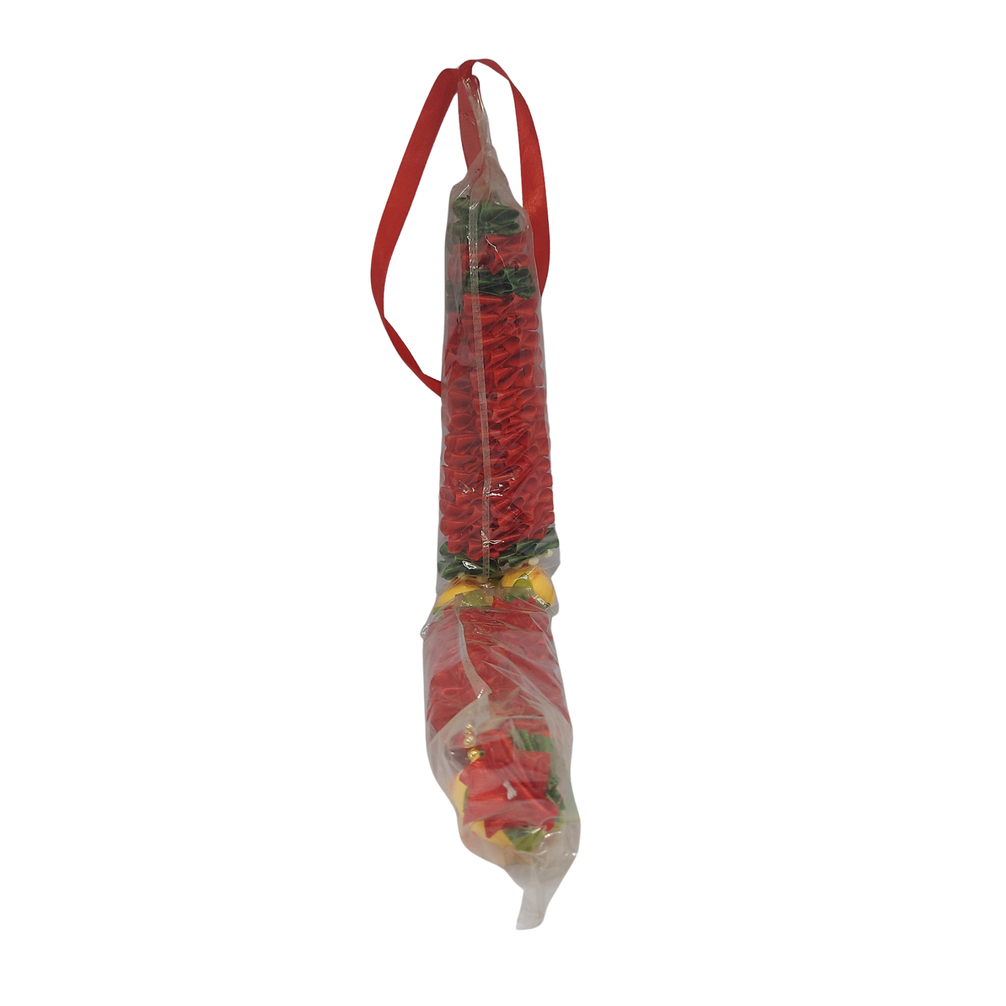 Red Decorative Flower Mala with Yellow Rose Accents for Home, Pooja & Festive Décor