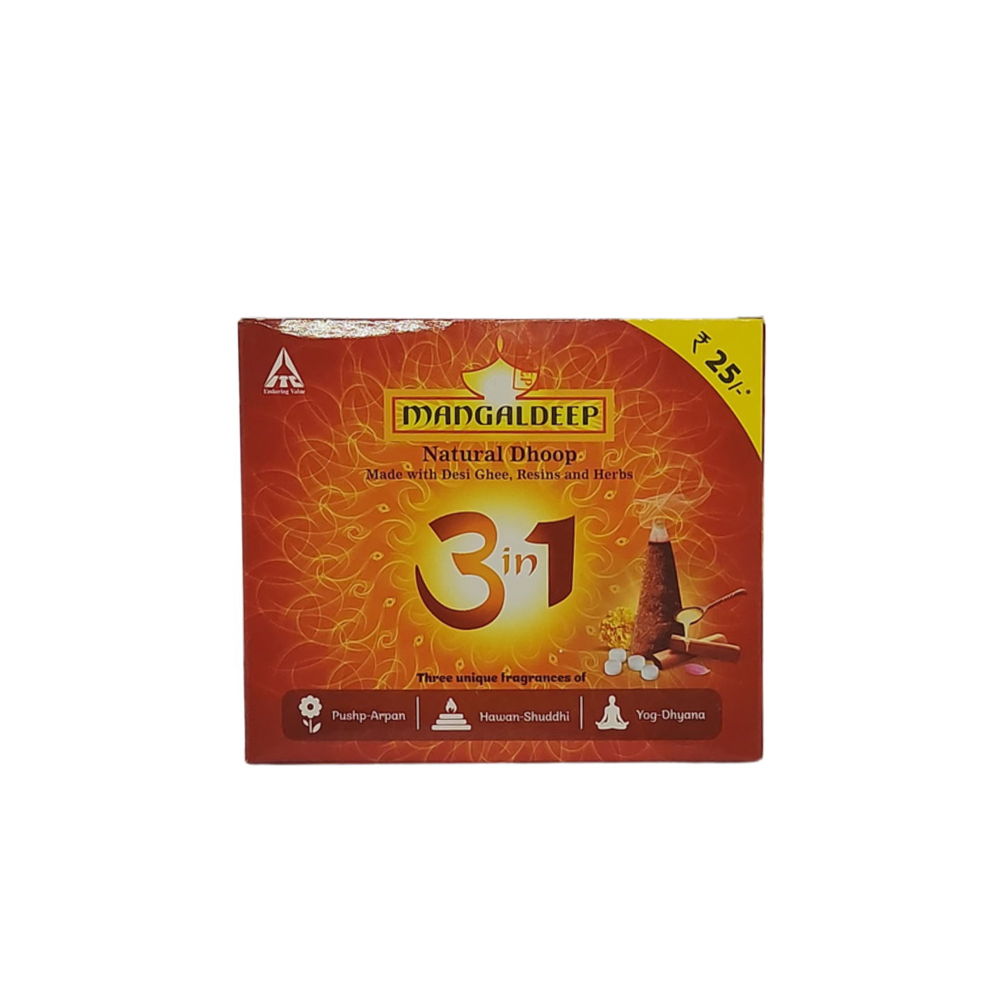 Mangaldeep 3-in-1 Natural Dhoop – Made with Desi Ghee, Resins, and Herbs