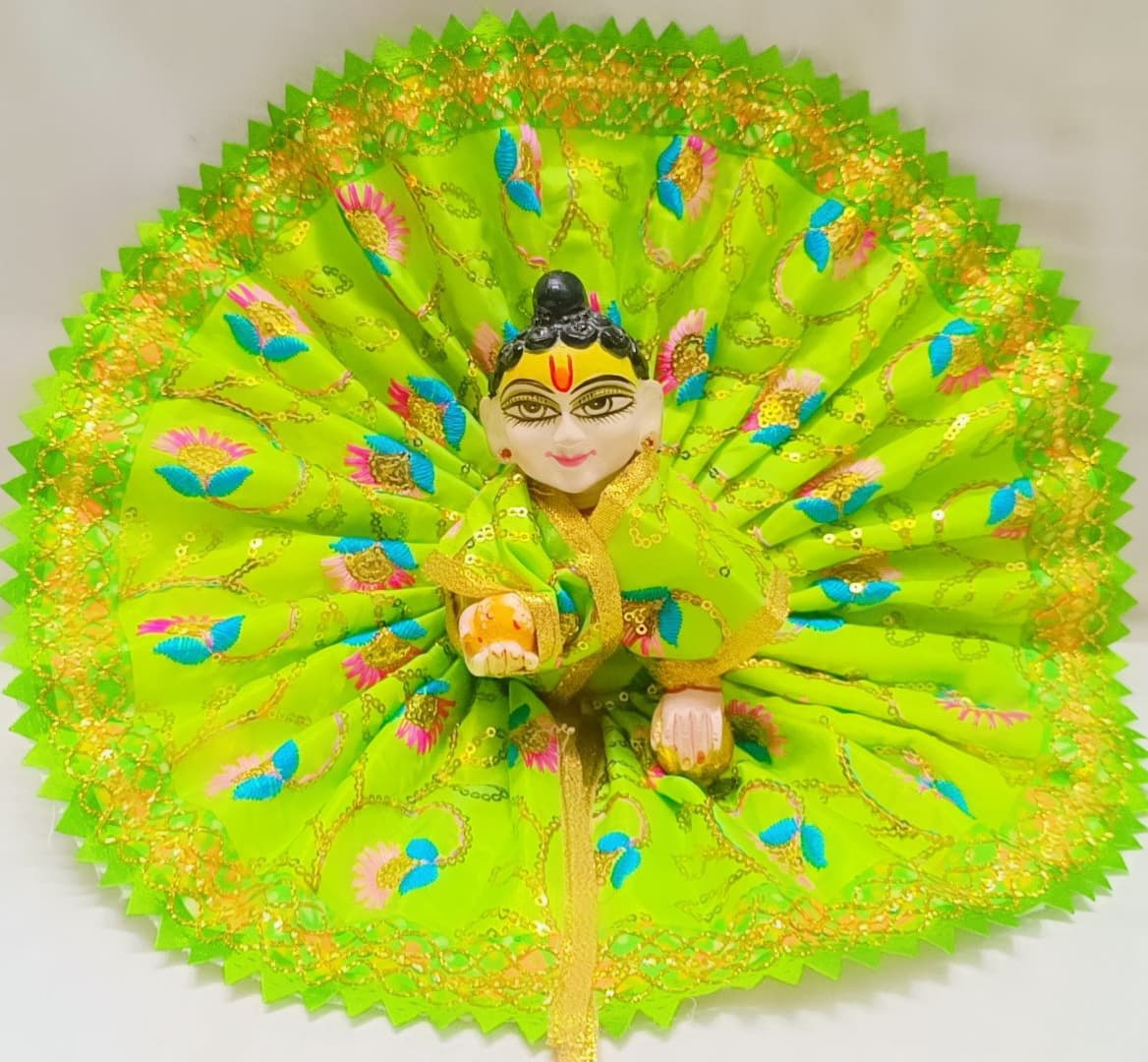Vrindavan Style Designer Laddu Gopal Poshak – Green Floral Edition