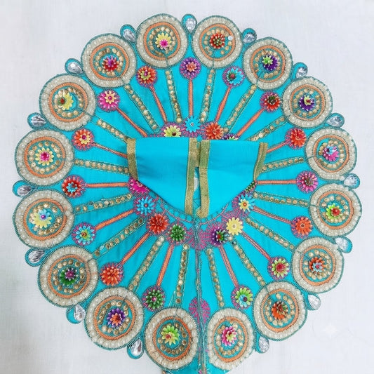 Handcrafted Braj Shringar Blue Gopal Poshak with Round Shiny Embellished Border