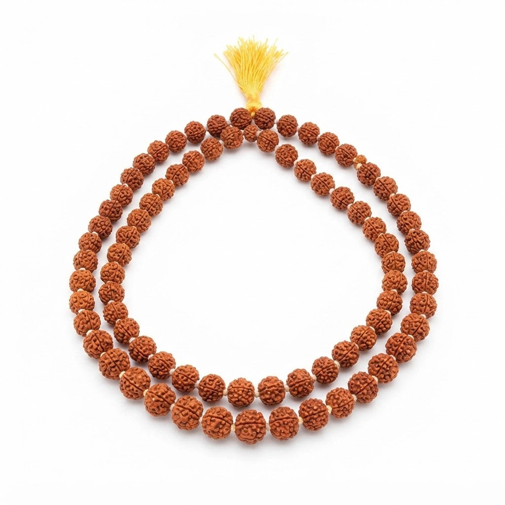 Original Rudraksha Mala – Sacred Panchmukhi Rudraksha Prayer Beads Necklace for Meditation & Healing