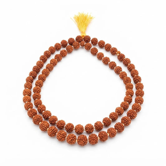 Original Rudraksha Mala – Sacred Panchmukhi Rudraksha Prayer Beads Necklace for Meditation & Healing