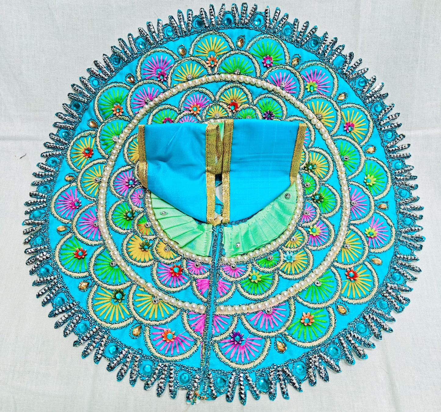 Yamuna Sky Blue Padma Pearl Shringar Poshak